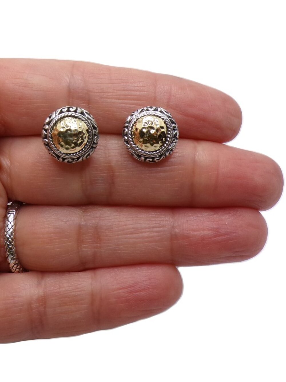 Samuel B 925/18K Accent Ornate Stud Artisan Earrings